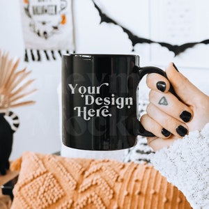 Mug Mockup | Fall Mockup | Halloween Mug Mockup | 11 oz Coffee Mug Mockup | Mug Mockup | Black Coffee Mug Mockup | Black Mug Mockup