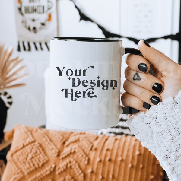 Mug Mockup | Fall Mockup | Halloween Mug Mockup | 11 oz Coffee Mug Mockup | Mug Mockup | Accent Coffee Mug Mockup | White Mug Mockup