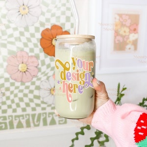 Glass Can Mockup | 16 oz Glass Can Mockup | Libbey Glass Mockup | 16 oz Can Mockup | Spring Mockup | Summer Mockup | Tumbler Mockup