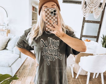 Pepper Comfort Colors C1717 Mockup | Grey Shirt Mockup | Oversized Shirt Mockup | Comfort Colors Shirt Mockup | Trendy Mockup