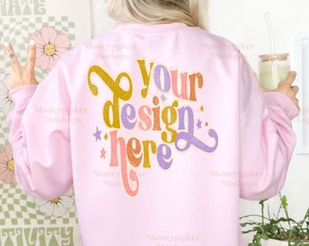 Gildan 18000 Mockup | Light Pink Gildan 18000 Mockup | Sweatshirt Mockup | Spring Sweatshirt Mockup | Summer Shirt Mockup | Back of Shirt