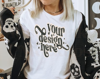 Bella Canvas 3001 Mockup | Bella Canvas White | Halloween Mockup | Autumn Mockup | Fall TShirt Mockup | Oversized Shirt Mockup | Fall Mockup