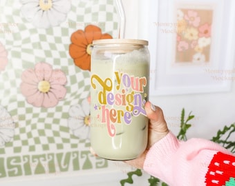 Glass Can Mockup | 16 oz Glass Can Mockup | Libbey Glass Mockup | 16 oz Can Mockup | Spring Mockup | Summer Mockup | Tumbler Mockup