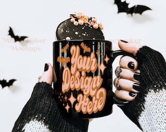 Halloween Mug Mockup | 11 oz Coffee Mug Mockup | Mug Mockup | Black Coffee Mug Mockup | Black Mug Mockup