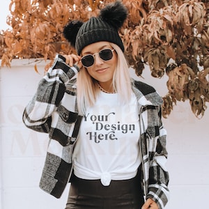 Bella Canvas 3001 Mockup | Bella Canvas White | Halloween Mockup | Autumn Mockup | Fall TShirt Mockup | Boho Mockup | Fall Mockup