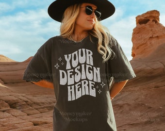 Western Mockup | Cowgirl Mock-Up | Comfort Colors 1717 Mockup | Comfort Colors 1717 Pepper Mockup | Pepper Shirt Mockup | Cowgirl Mockup