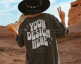 Western Mockup | Cowgirl Mock-Up | Comfort Colors 1717 Mockup | Comfort Colors 1717 Pepper Mockup | Back of Shirt Mockup | Cowgirl Mockup