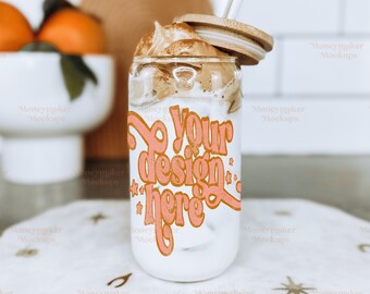 Glass Can Tumbler Mockup | Glass Can Mockup | 16 oz Glass Can Tumbler Mockup | Mug Mockup | Cup Mockup | Coffee Cup Mockup