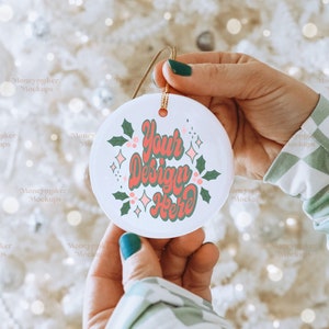 Christmas Ornament Mockup | Christmas Mockup | Ceramic Ornament Mockup | Circle Ceramic Ornament Mockup | Neutral Christmas Mockup