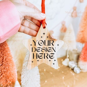 Christmas Ornament Mockup | Christmas Mockup | Wood Ornament Mockup | Star Wood Ornament Mockup | Pastel Christmas Mockup