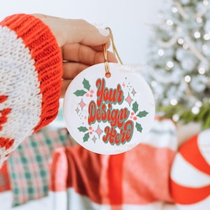 Christmas Ornament Mockup | Christmas Mockup | Ceramic Ornament Mockup | Circle Ceramic Ornament Mockup | Neutral Christmas Mockup