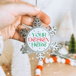 Christmas Ornament Mockup | Christmas Mockup | Ceramic Ornament Mockup | Pewter Snowflake Ornament Mockup | Traditional Christmas Mockup