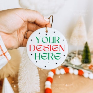 Christmas Ornament Mockup | Christmas Mockup | Ceramic Ornament Mockup | Circle Ceramic Ornament Mockup | Neutral Christmas Mockup
