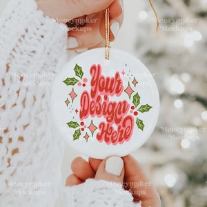 Christmas Ornament Mockup | Christmas Mockup | Ceramic Ornament Mockup | Circle Ceramic Ornament Mockup | Neutral Christmas Mockup