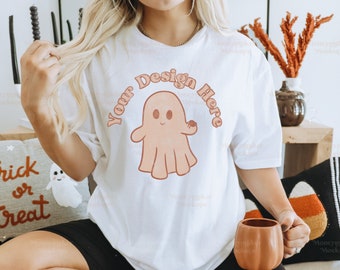 Halloween Mockup Gildan 64000 Mockup | Gildan 64000 White | Fall TShirt Mockup | Oversized Shirt Mockup | Fall Mockup | Trendy Mockup