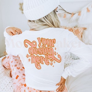 Christmas Mockup | Bella Canvas 3501 Mockup | Bella Canvas 3501 White | Back Of Shirt Mockup | Christmas Mockups | Long Sleeve Shirt Mockup