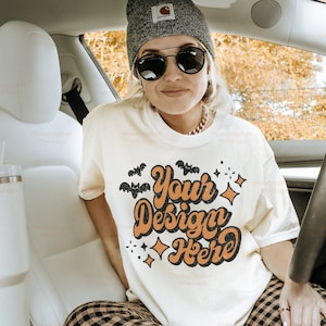 Halloween Mockup Ivory Comfort Colors C1717 Mockup | Comfort Colors Mockup | Halloween Shirt Mockup | Oversized Mockup | Trendy Mockup