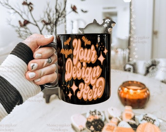 Halloween Mug Mockup | 11 oz Coffee Mug Mockup | Mug Mockup | Black Coffee Mug Mockup | Black Mug Mockup