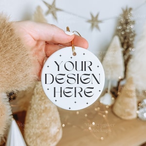Christmas Ornament Mockup | Christmas Mockup | Ceramic Ornament Mockup | Circle Ceramic Ornament Mockup | Neutral Christmas Mockup