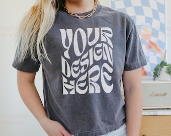 Trendy mock-up | Comfortkleuren 3023-mockup | Mockup Pepper Comfort Colors 3023CL | Mockup cropped shirt | Mockup comfortkleuren | Y2K-mockup
