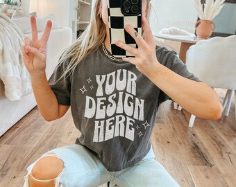 Trendy Comfort Colors 3023 T-Shirt Mockup | Pepper Color