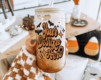 Libbey Glasdosen Mockup | 16 Unzen Glas Bierdose Mockup | Libbey Mockup | Herbst Mockup | Halloween Tasse Mockup | Herbst Tasse Mockup