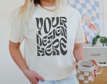 Trendy Mockup | Comfort Colors 3023 Mockup | Ivory Comfort Colors 3023CL Mockup | Cropped Shirt Mockup | Comfort Colors Mockup | Y2K Mockup