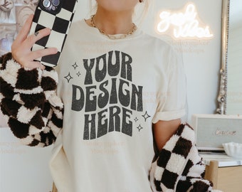 Trendy Mockup | Comfort Colors 1717 Mockup | Ivory Comfort Colors C1717 Mockup | Aesthetic Mockup | Comfort Colors Mockup | Oversized Mockup