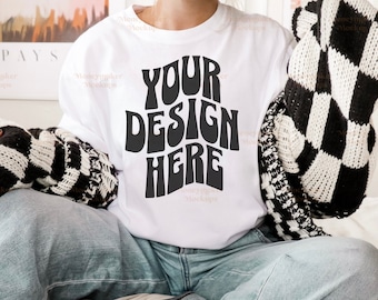 White Gildan 5000 Mockup | White Shirt Mockup | Oversized Shirt Mockup | Gildan Shirt Mockup | Trendy Mockup