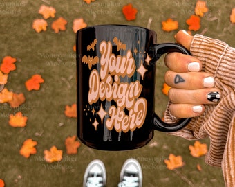 Fall Mug Mockup 15 oz Black Coffee Mug Mockup | Mug Mockup | Black Coffee Mug Mockup | Black Mug Mockup