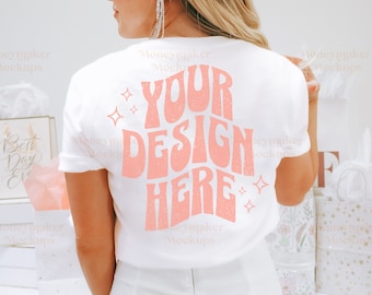 Bridal Shirt Mockup | Bachelorette Party Shirt Mockup | Back of Shirt Mockup | Bridal Shower Shirt Mockup | Bella Canvas 3001 White Mockup