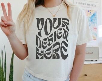 Trendy Mockup | Comfort Colors 3023 Mockup | Ivory Comfort Colors 3023CL Mockup | Cropped Shirt Mockup | Comfort Colors Mockup | Y2K Mockup