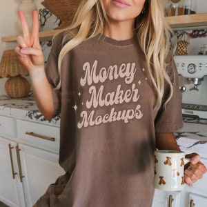 Comfort Colors 1717 Mockup | Comfort Colors 1717 Espresso Shirt Mockup | Trendy Mockup | Model Mockup | Neutral Mockup | Oversized Mockup