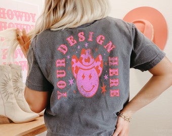 Western Mockup | Cowgirl Mock-Up | Comfort Colors 3023 Pepper Mock-up | Back of Shirt Mock Up | Concert Shirt Mockup | Western Shirt Mockup