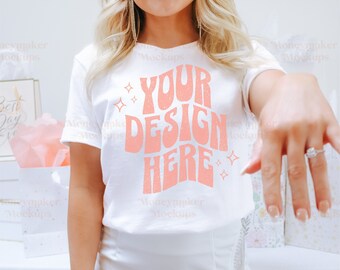 Bridal Shirt Mockup | Bachelorette Party Shirt Mockup | Bridal Party Mockup | Bridal Shower Shirt Mockup | Bella Canvas 3001 White Mockup
