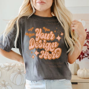 Halloween Mockup Comfort Colors 1717 Pepper Mockup | Comfort Colors Mockup | Halloween Shirt Mockup | Oversized Shirt Mockup | Fall Mockup