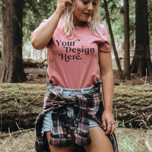 Bella Canvas 3001 Mockup | Mauve Bella Canvas 3001 Mockup | Bella Canvas Mauve |T-Shirt Mockup | Model Mockup | Boho Mockup | Lifestyle Mock