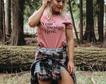 Bella Canvas 3001 Mockup | Mauve Bella Canvas 3001 Mockup | Bella Canvas Mauve |T-Shirt Mockup | Model Mockup | Boho Mockup | Lifestyle Mock