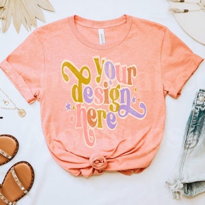 Bella Canvas 3001 Mockup | Bella Canvas Heather Prism Sunset Shirt | Spring Mockup | Heather Prism Sunset Shirt Mockup | Summer Mockup