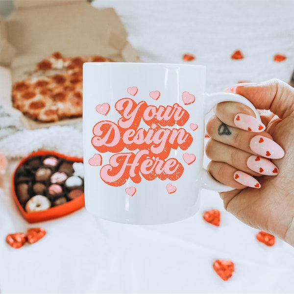 Valentines Day Mug Mockup | Valentines Day Mockup | 11 oz Coffee Mug Mockup | Mug Mockup | White Coffee Mug Mockup | White Mug Mockup