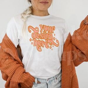 Bella Canvas 3001 Mockup | Bella Canvas White | Halloween Mockup | Autumn Mockup | Fall TShirt Mockup | Fall Mock Up | Cozy Fall Mockup