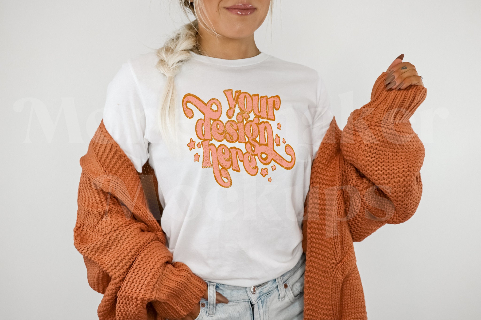 Bella Canvas 3001 Mockup | Bella Canvas White | Halloween Mockup | Autumn Mockup | Fall TShirt Mockup | Fall Mock Up | Cozy Fall Mockup