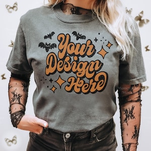 Halloween Mockup Comfort Colors C1717 Pepper Mockup | Comfort Colors Mockup | Halloween Shirt Mockup | Oversized Shirt Mockup | Fall Mockup
