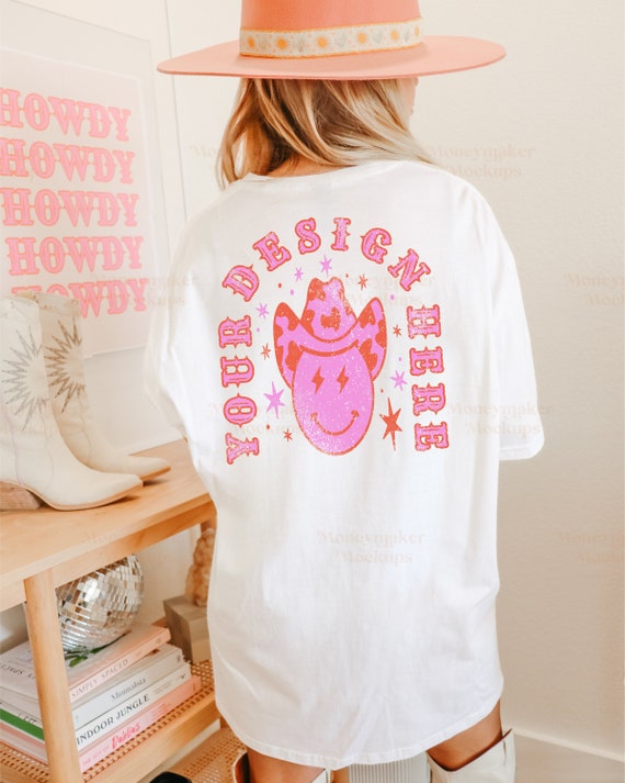 Western Mockup | Cowgirl Mock-Up | White Gildan 64000 Mock-up | Back of Shirt Mock Up | Concert Shir | Western Shirt Mockup | Oversized