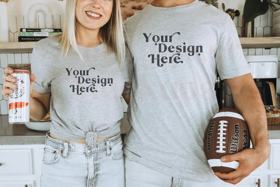 Black Bella Canvas 3001 Athletic Heather Mockup | Gameday Mockup | Sports Mockup | Mens Shirt Mockup | Superbowl Mock | Football Mockup