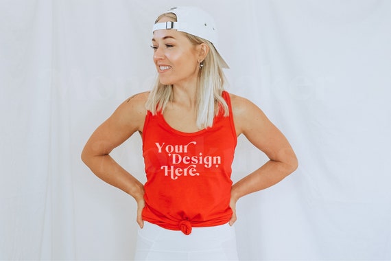 Next Level 1533 Red Tank Top Mockup | Model Mockup (PNG/JPG)
