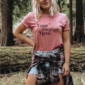 Bella Canvas 3001 Mockup | Mauve Bella Canvas 3001 Mockup | Bella Canvas Mauve |T-Shirt Mockup | Model Mockup | Boho Mockup | Lifestyle Mock