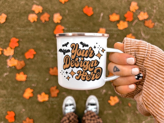 Halloween Mug Mockup | Halloween Mockup | 12 oz Enamel Camping Mug Mockup | Enamel Mug Mockup | Coffee Mug Mockup | Mug Mockup
