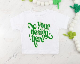 St. Patricks Day Mockup | White Bella Canvas 3001T Mockup | Kids St Pattys Day Shirt Mockup | Kids Shirt Mockup | St. Patties Day Mockup