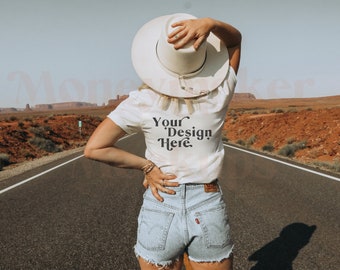 Bella Canvas 3001 Mockup | Bella Canvas White Shirt | White Shirt Mockup | Lifestyle Mockup | Model Mockup | Boho Mockup | Nature Mockup